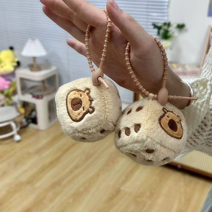 Capybara Dice Plush Keychain