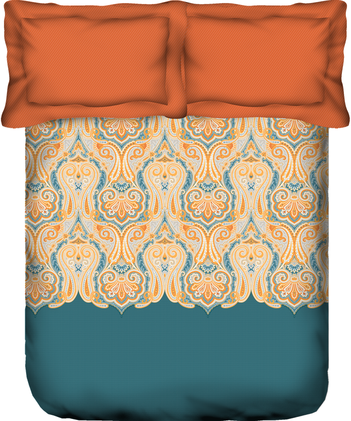 Carnival Gold Paisley King Bedsheet Set, Sitara Green| 144TC Cotton | 2 Pillow Covers
