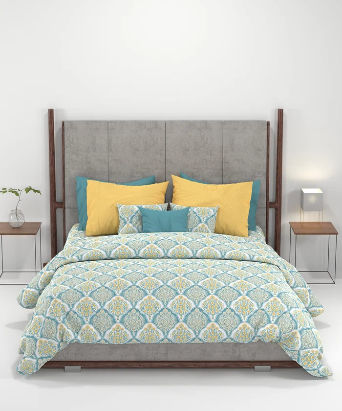 Carnival Ornate Queen Bedsheet, Manohari Cobalt Blue|144 TC Cotton| 2 Pillow Covers
