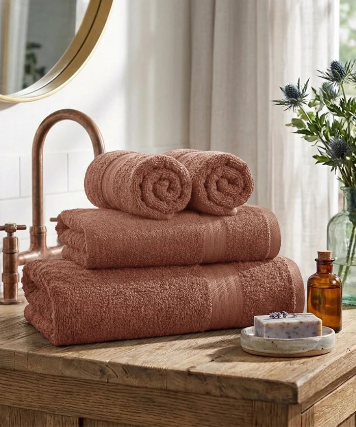 Carnival Towels 4Pc Set, Brown| 450 GSM, 100% Cotton