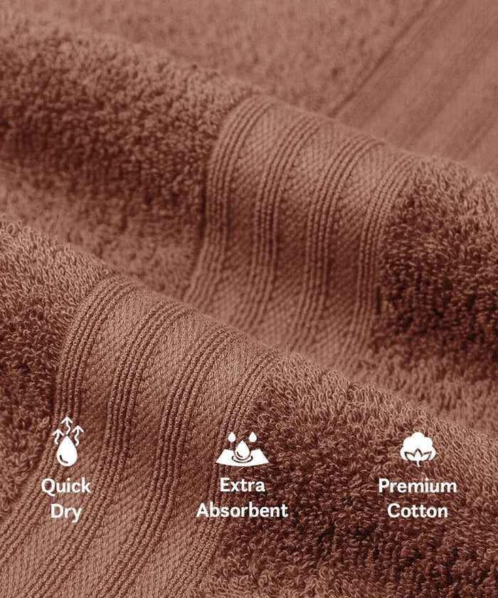 Carnival Towels 4Pc Set, Brown| 450 GSM, 100% Cotton