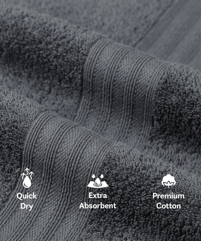 Carnival Towels 4Pc Set, Pebble Grey| 450 GSM, 100% Cotton