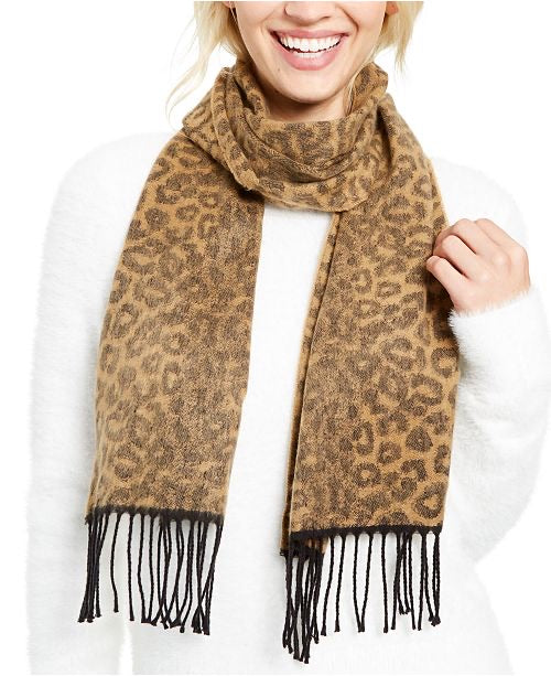 Cejon leopard- Print Fringe Italian Scarf - Machann.com