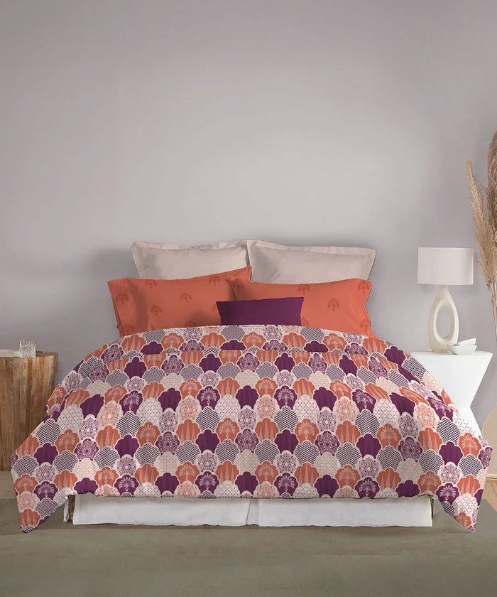 Celebration Queen Bedsheet Set, Mehfil Rust | 144 TC Cotton| 2 Pillow Covers