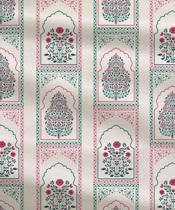 Celebration Queen Bedsheet Set, Mehira Pink | 144 TC Cotton| 2 Pillow Covers