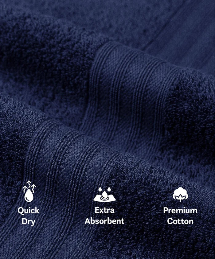 Celebration Towels 4Pc set, Regal Blue | 450GSM, 100% Cotton