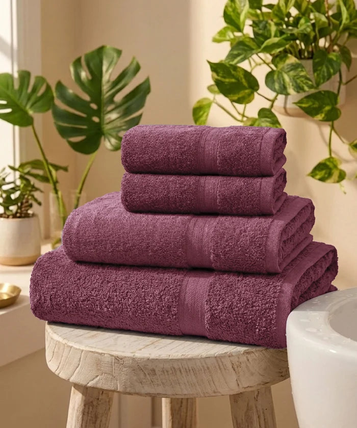 Celebration Towels 4Pc Set, Rouge|450GSM, 100% Cotton