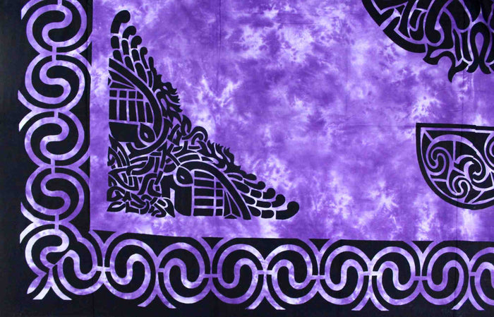 Celtic Flame Tapestry Cotton Spread Dorm Throw Beach Sheet Purple 88 x 104 inch - Sweet Us