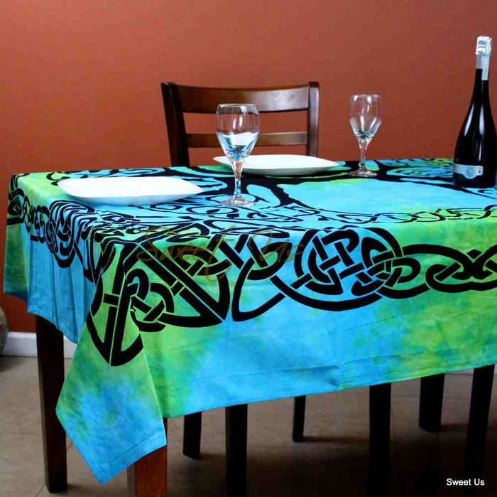 Celtic Tree of Life Tablecloth Square 72x72 Blue Green Purple Orange - Sweet Us