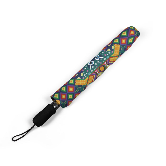 Chaos Iz Liberation Compact Foldable Umbrella — Colorful Geometric Pattern, Semi-Automatic Travel Umbrella