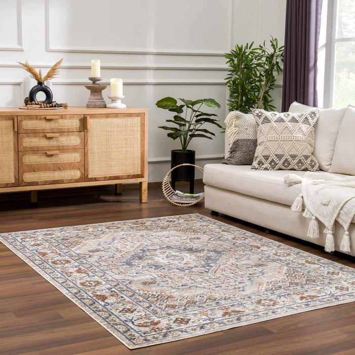 Charcoal, Camel, Silver and Brown Traditional Heriz Area Rug - The Rug Decor
