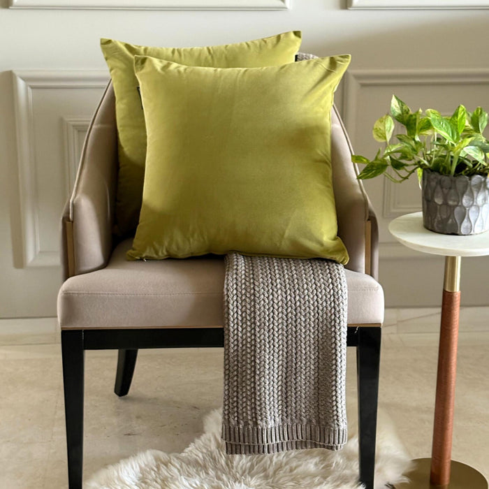 Chartreuse Velvet Throw Pillow Cover