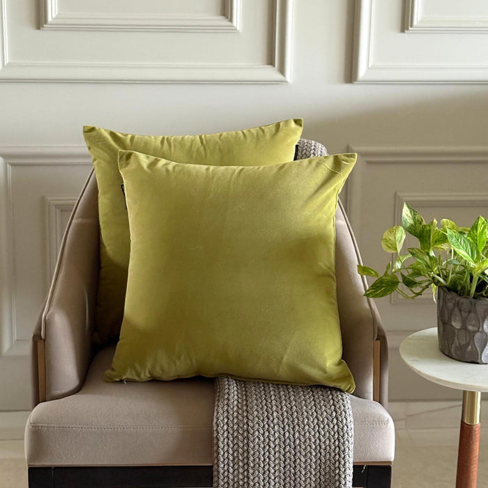 Chartreuse Plain Velvet Throw Pillow Cover - Chartreuse Velvet