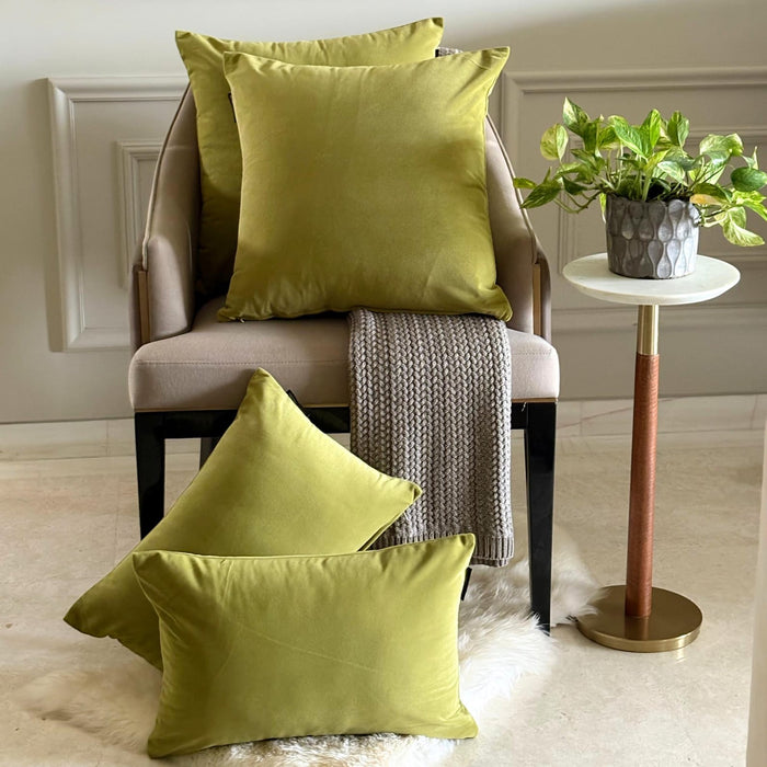 Chartreuse Plain Velvet Throw Pillow Cover - Chartreuse Velvet