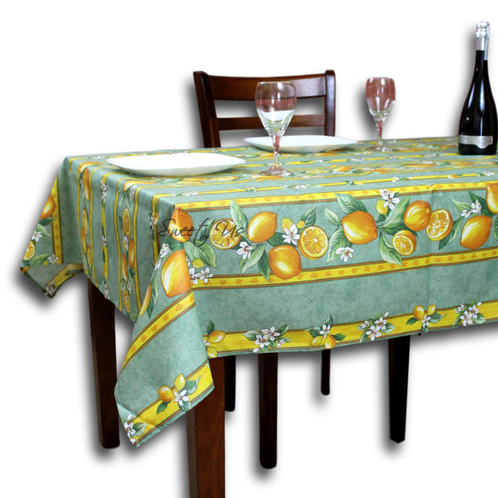Citron de Menton Spill-Resistant Allover Tablecloth — Sauge - Sweet Us