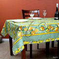 Wipeable Acrylic Coated Cotton Tablecloth Rectangle Lemon Blue, Green, Orange - Sweet Us
