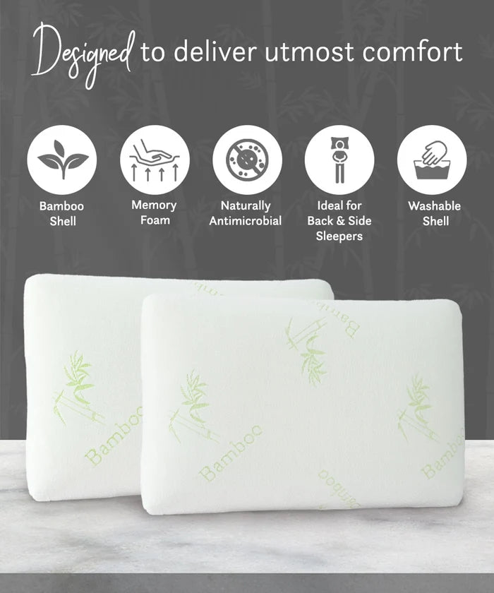 Classic Bamboo memory Foam 1 Pc Pillow|200 GSM Spun Knitted Bamboo Fabric