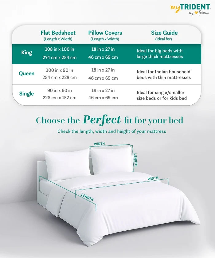 Classic Folklores King Bedsheet Set, River of Realms |210 TC Cotton| 2 Pillow Covers