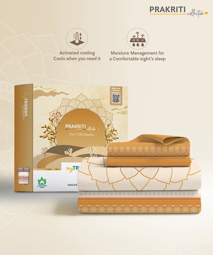 Classic Prakriti King Bedsheet Set, Arogya|210 TC Cotton|2 Pillow Covers
