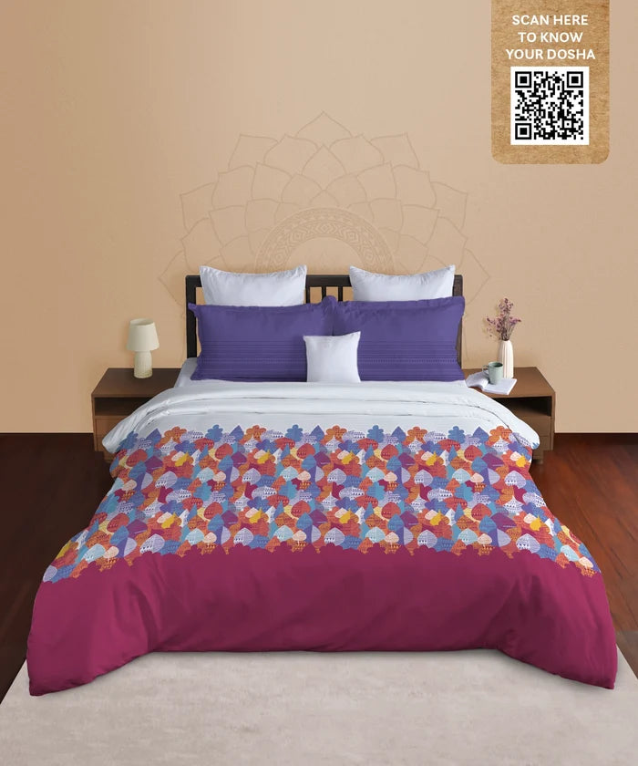 Classic Prakriti King Bedsheet Set, Taran|210 TC Cotton|2 Pillow Covers