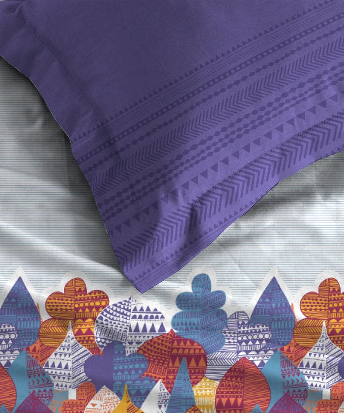 Classic Prakriti King Bedsheet Set, Taran|210 TC Cotton|2 Pillow Covers