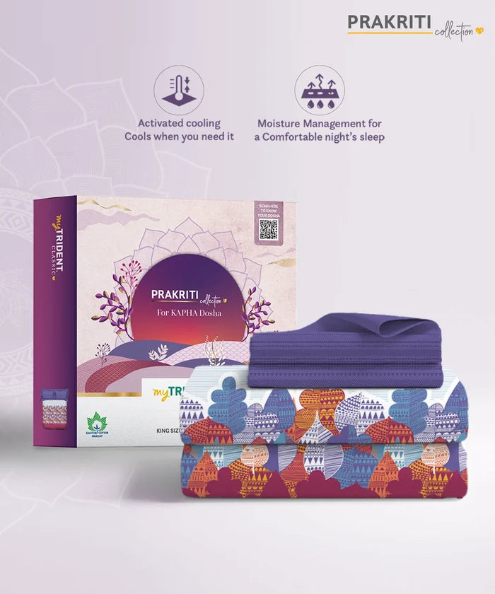 Classic Prakriti King Bedsheet Set, Taran|210 TC Cotton|2 Pillow Covers