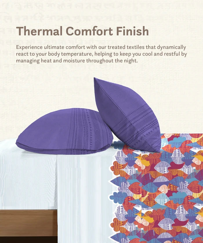 Classic Prakriti King Bedsheet Set, Taran|210 TC Cotton|2 Pillow Covers
