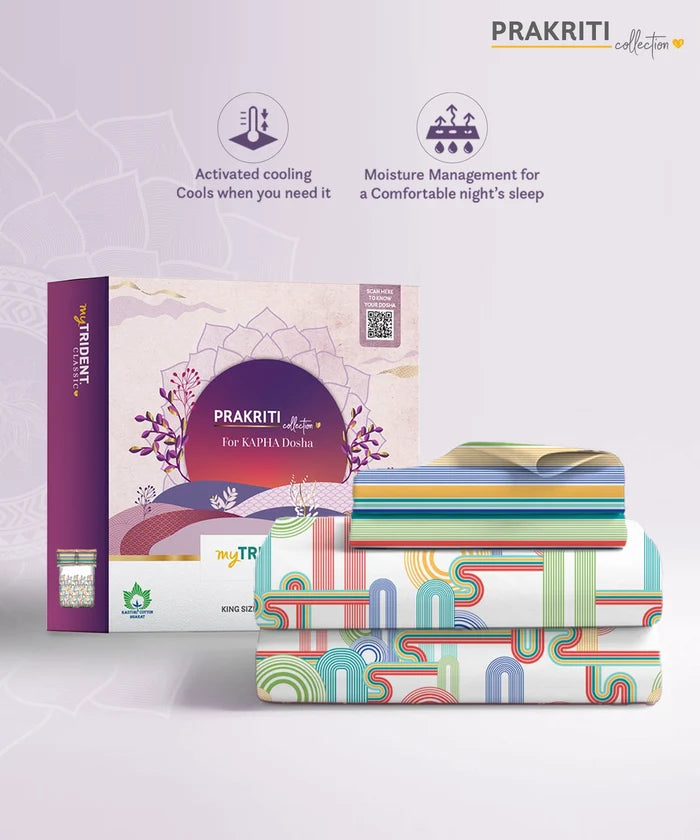 Classic Prakriti King Bedsheet Set, Urja|210 TC Cotton|2 Pillow Covers
