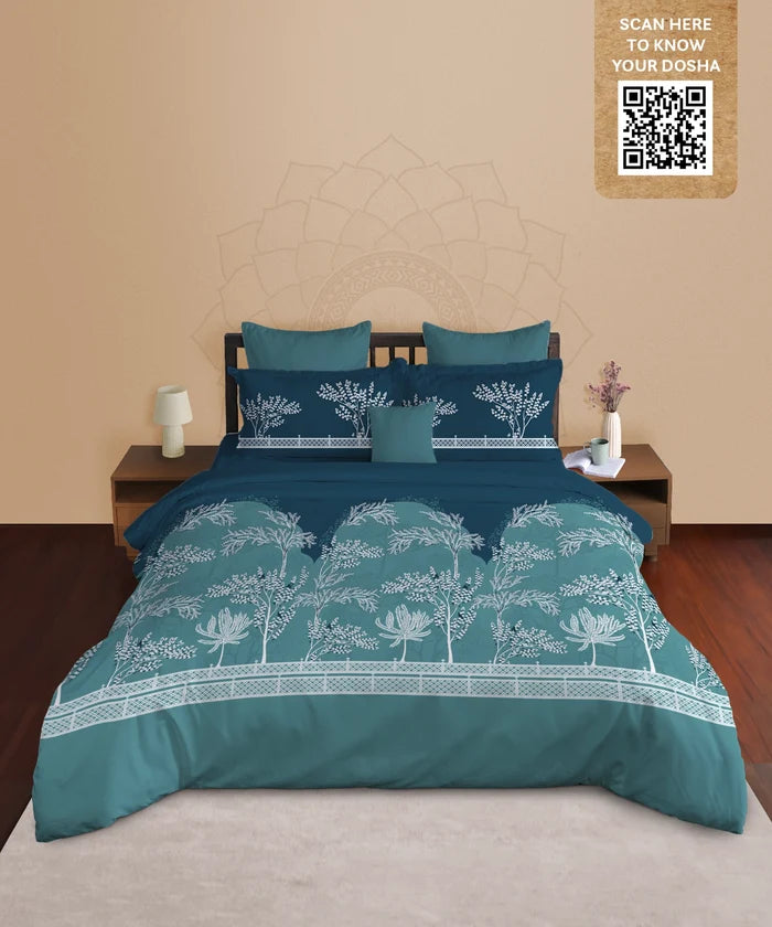 Classic Prakriti King Bedsheet Set, Vayu|210 TC Cotton|2 Pillow Covers