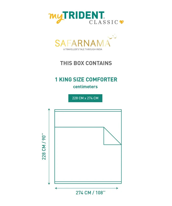 Classic Safarnama Double AC Comforter, Lakeside Drift| 210 TC Cotton Shell 150 GSM Polyester Filling