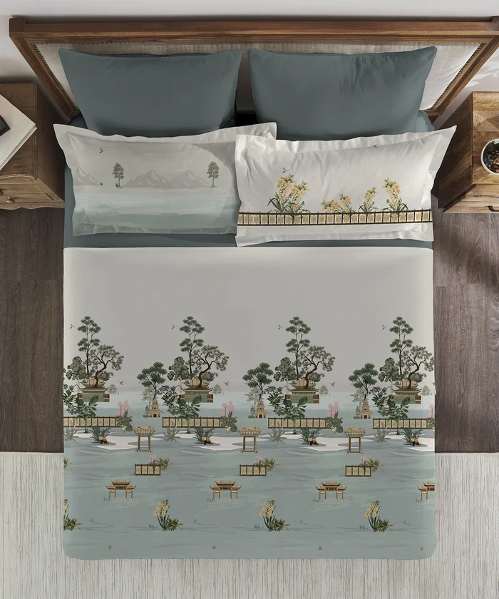 Classic Safarnama King Bedsheet Set, Skybound Tracks | 210 TC Cotton| 4 Pillow Covers