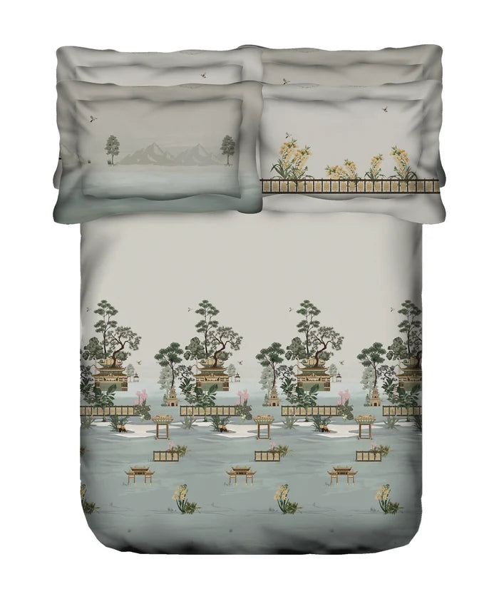 Classic Safarnama King Bedsheet Set, Skybound Tracks | 210 TC Cotton| 4 Pillow Covers