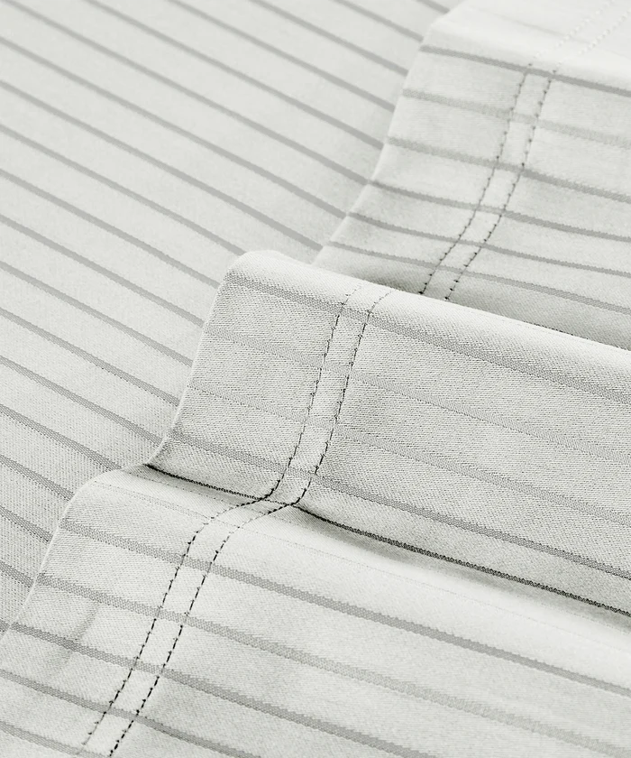 Classic Stripe Solid King Bedsheet Set, Snow Flakes|210 TC Cotton| 2 Pillow Covers