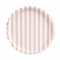 Classic Striped Pink Scalloped Dinner Plate, 12pcs - Josi James - 10.5 Inch Plate
