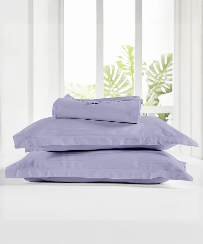 Classic Style me Solid King Bedsheet Set, Amethyst | 210TC Cotton| 2 Pillow Covers