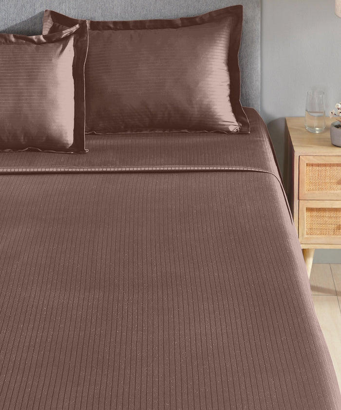 Classic Style me Solid King Bedsheet Set, Biscotti | 210TC Cotton| 2 Pillow Covers