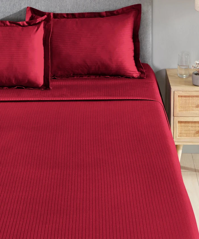 Classic Style me Solid King Bedsheet Set, Blaze | 210TC Cotton| 2 Pillow Covers