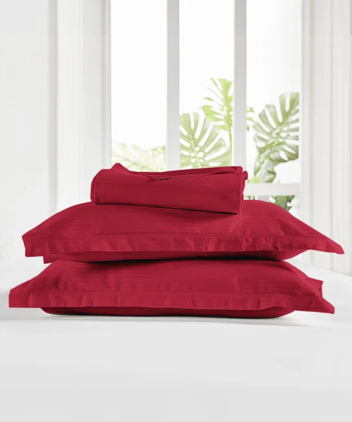 Classic Style me Solid King Bedsheet Set, Blaze | 210TC Cotton| 2 Pillow Covers