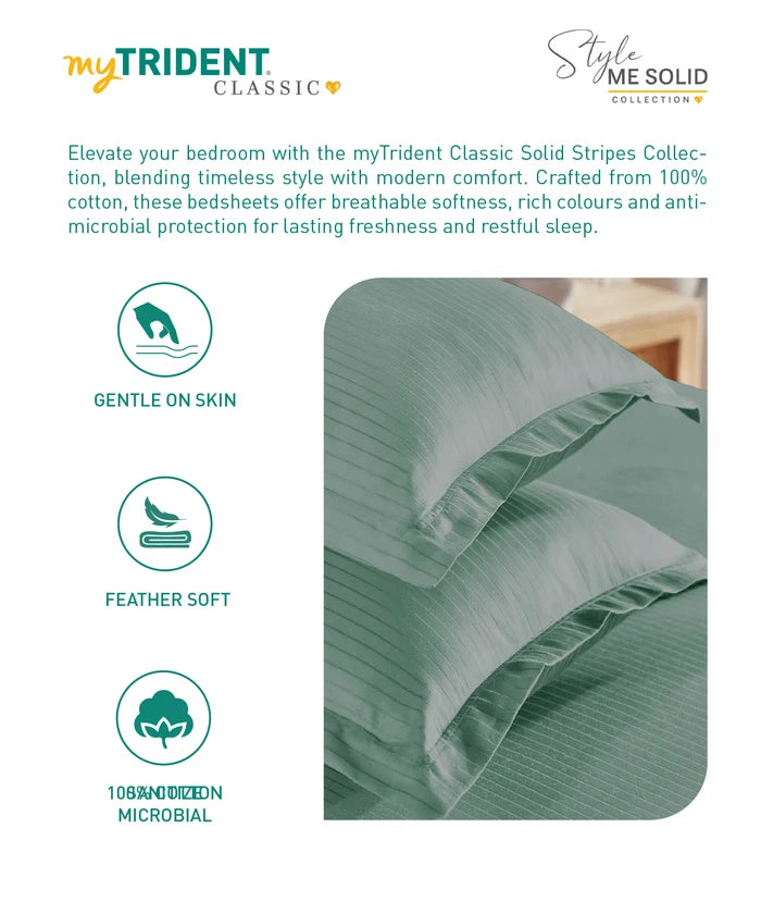 Classic Style me Solid King Bedsheet Set, Cedar | 210TC Cotton| 2 Pillow Covers