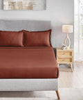 Classic Style me Solid King Bedsheet Set, Ember | 210TC Cotton| 2 Pillow Covers