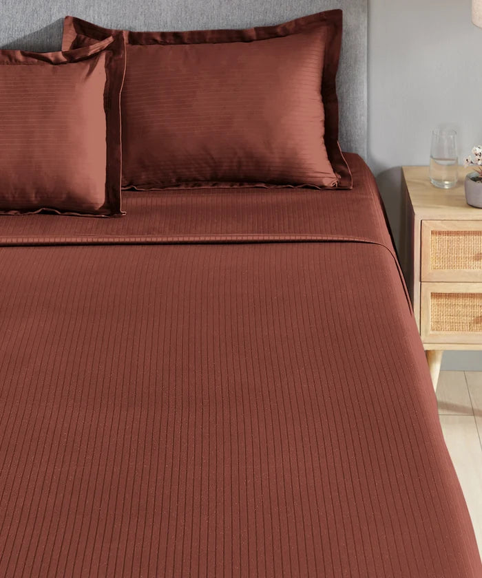 Classic Style me Solid King Bedsheet Set, Ember | 210TC Cotton| 2 Pillow Covers