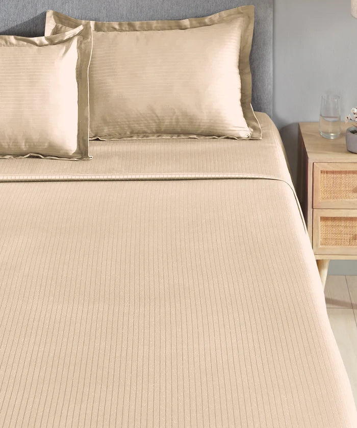 Classic Style me Solid King Bedsheet Set, Irish Cream| 210TC Cotton| 2 Pillow Covers