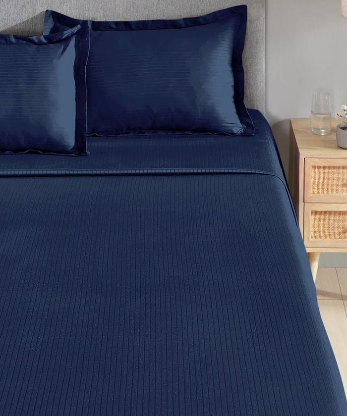 Classic Style me Solid King Bedsheet Set, Iron Blue | 210TC Cotton| 2 Pillow Covers