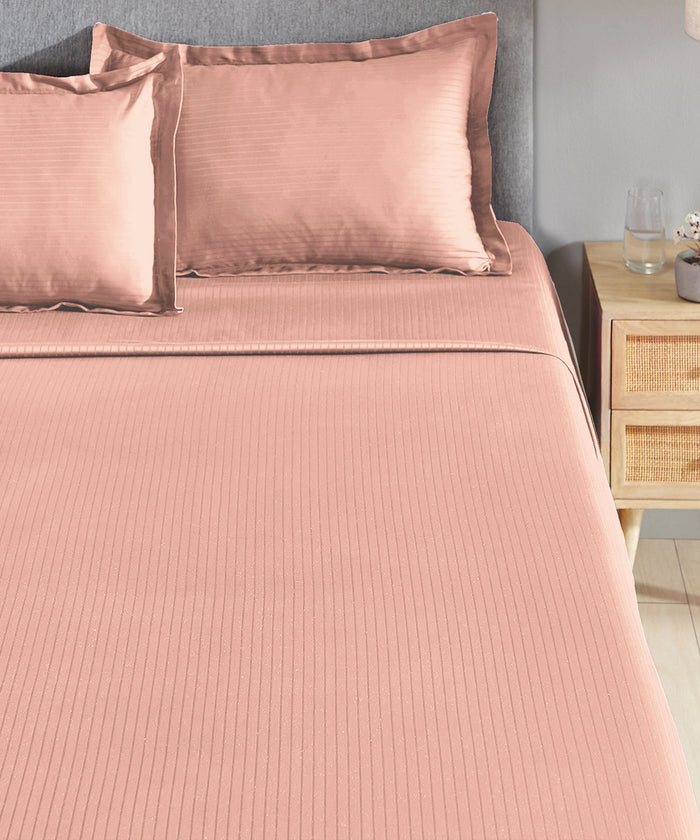 Classic Style me Solid King Bedsheet Set, Papaya | 210TC Cotton| 2 Pillow Covers