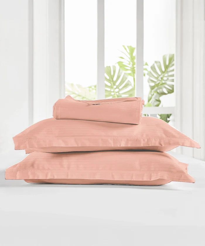 Classic Style me Solid King Bedsheet Set, Papaya | 210TC Cotton| 2 Pillow Covers