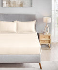Classic Style me Solid King Bedsheet Set, Pearled Ivory| 210TC Cotton| 2 Pillow Covers
