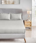 Classic Style me Solid King Bedsheet Set, Snow Flake| 210TC Cotton| 2 Pillow Covers