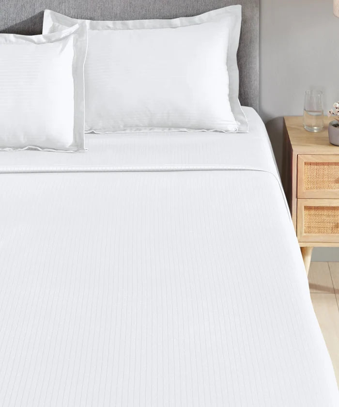 Classic Style me Solid King Bedsheet Set, White| 210TC Cotton| 2 Pillow Covers