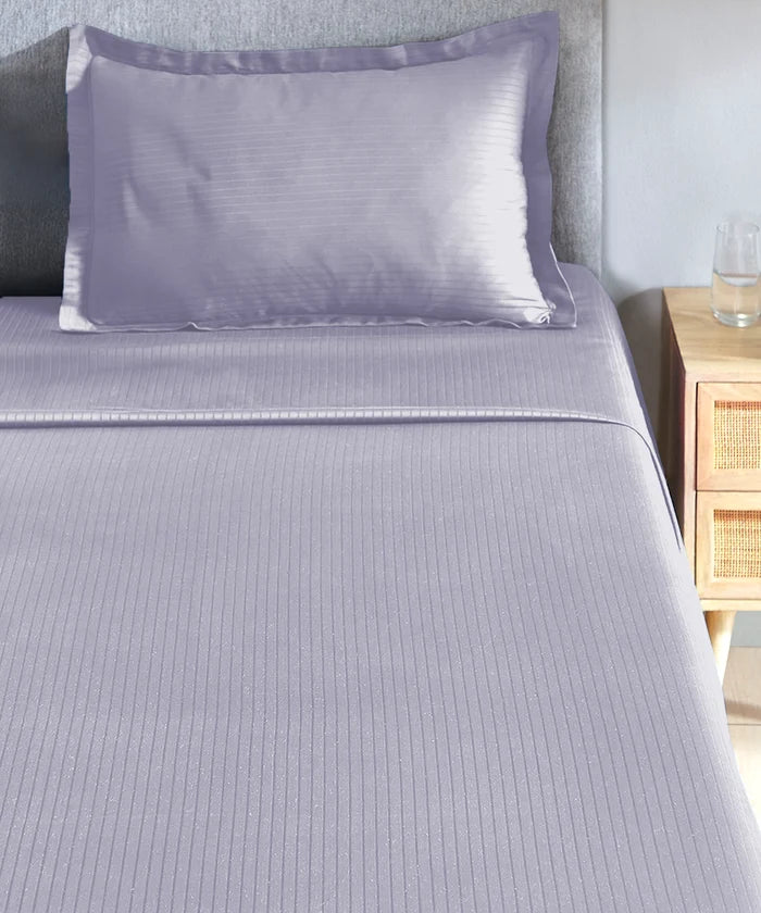Classic Style me Solid Single Bedsheet Set, Amethyst | 210TC Cotton | 1 Pillow Cover