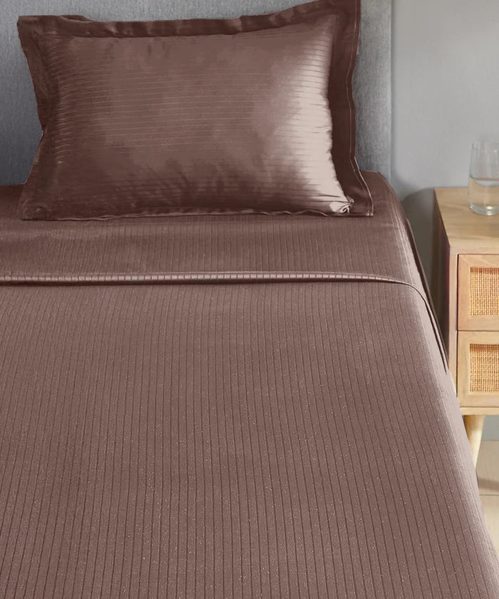 Classic Style me Solid Single Bedsheet Set, Biscotti| 210TC Cotton | 1 Pillow Cover